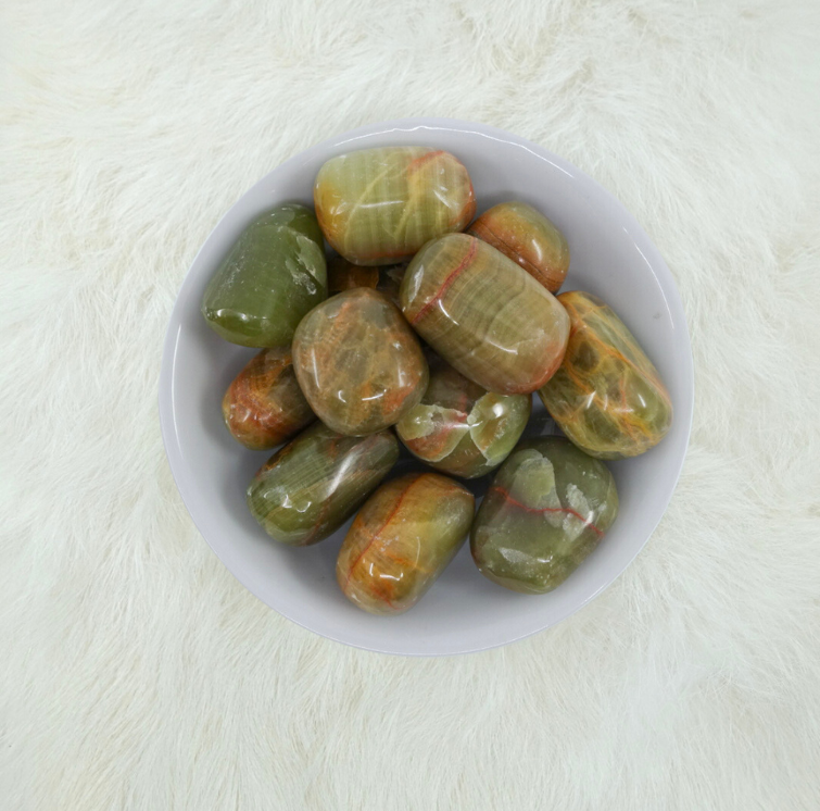 Green Onyx Tumbled Crystals - Strength & Support - Juniper Stones