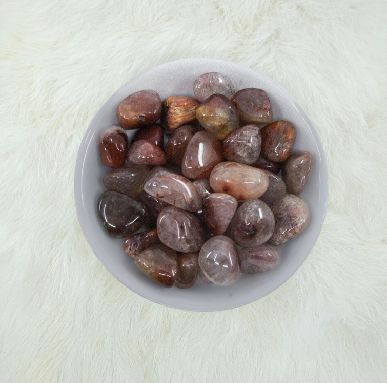 Red Rutilated Quartz Tumbled Crystals - Stability & Transformation - Juniper Stones