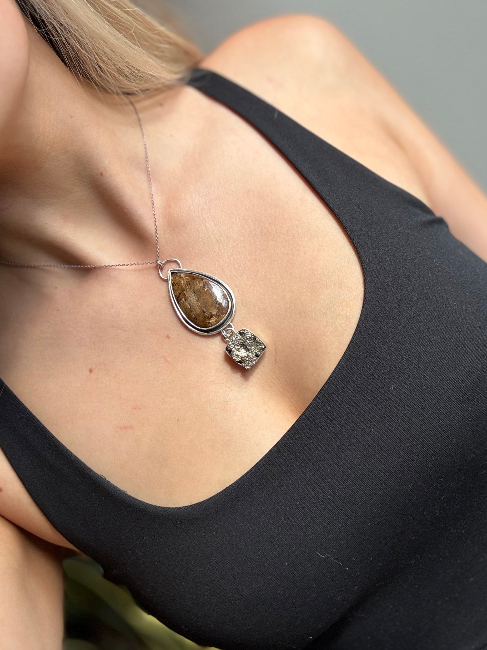 Pyrite + Bronzite Double Stacker Pendant