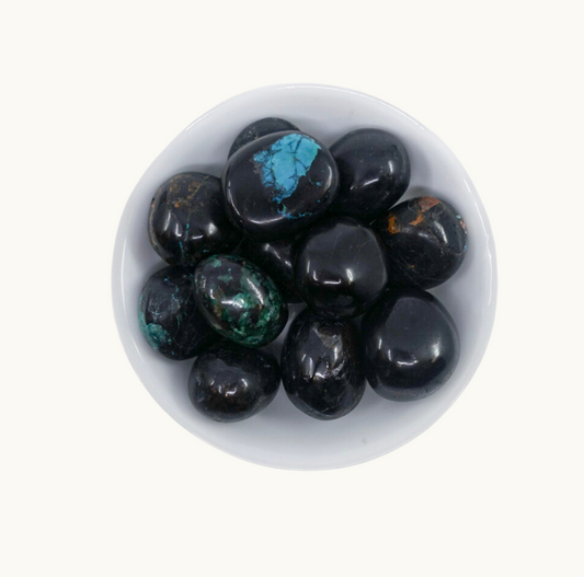 Black Tourmaline & Chrysocolla Tumbled