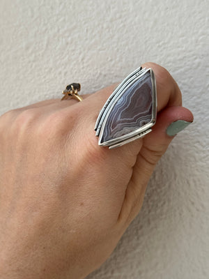 Botswana Agate Irregular Shape Ring Sz 8