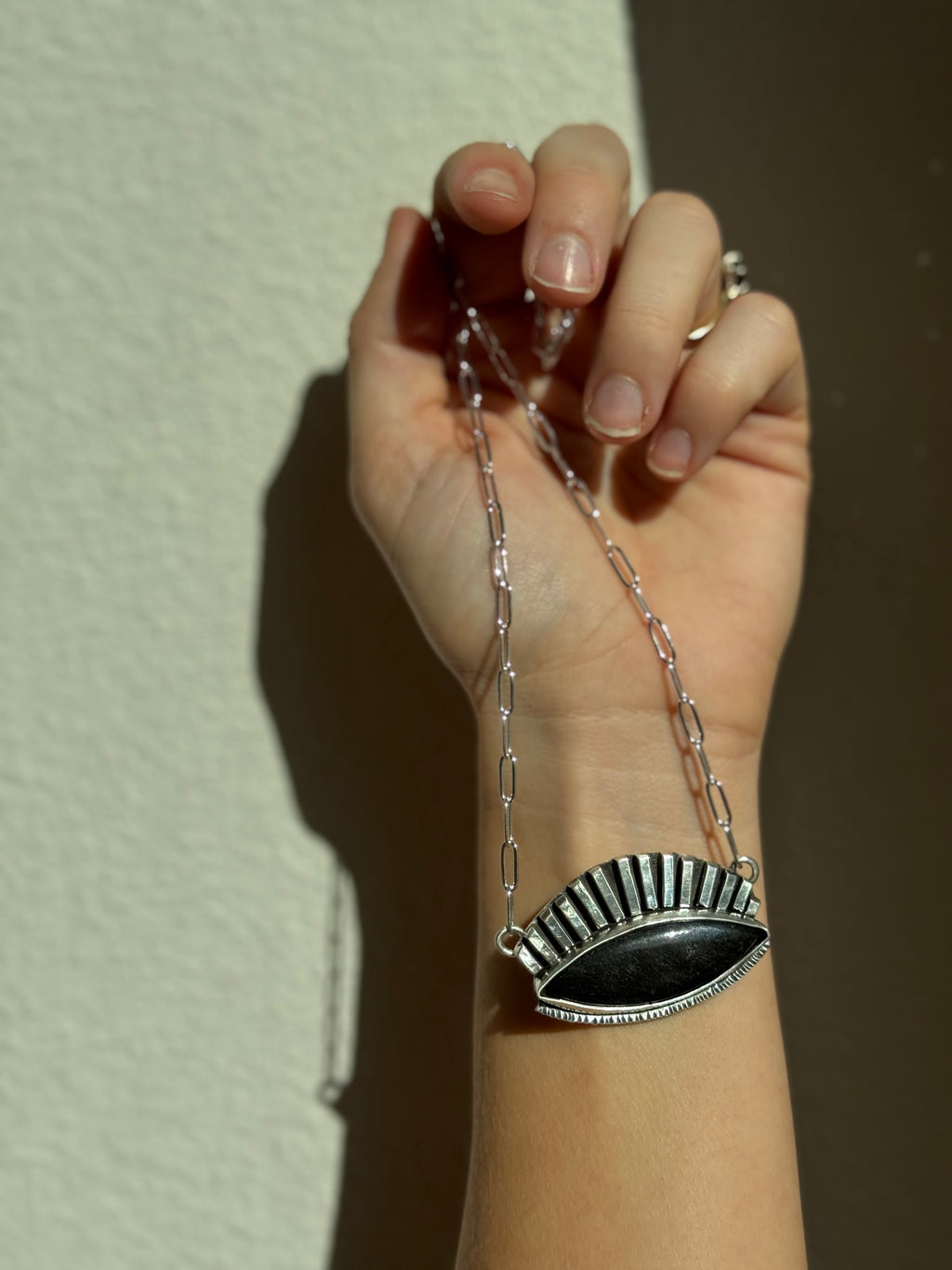 Evil Eye Gold Sheen Obsidian Handmade Necklace