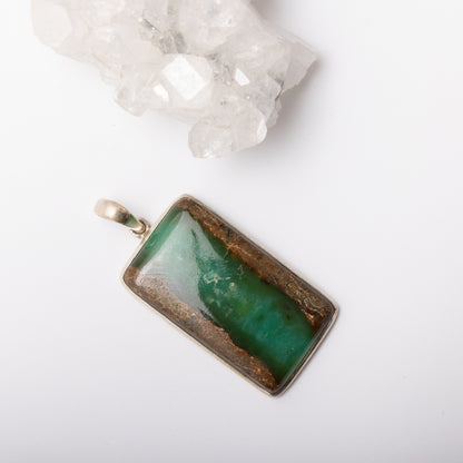 Chrysoprase Pendant - Find healing and forgiveness with our Chrysoprase pendant. Stone roughly measures 2". Each pendant is uniquely chosen for you.