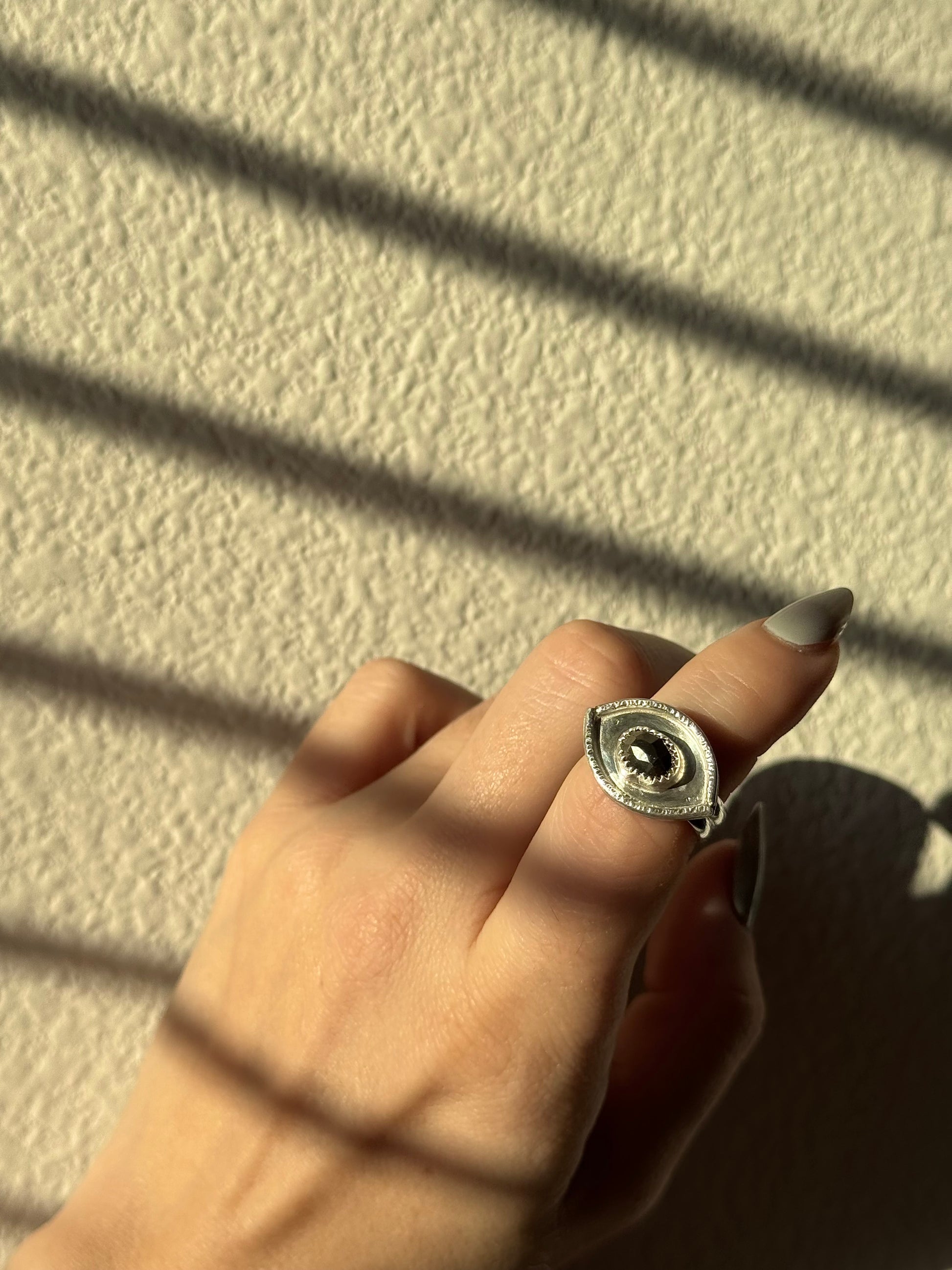 Pyrite Eye Ring Sz 6