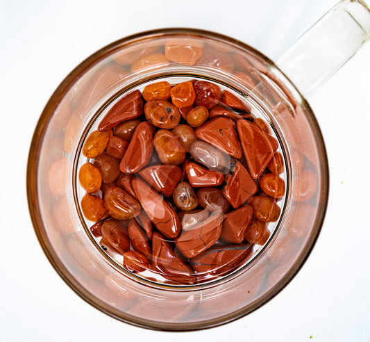 Crystal Mug for Confidence + Creativity with Carnelian and Red Jasper Crystals