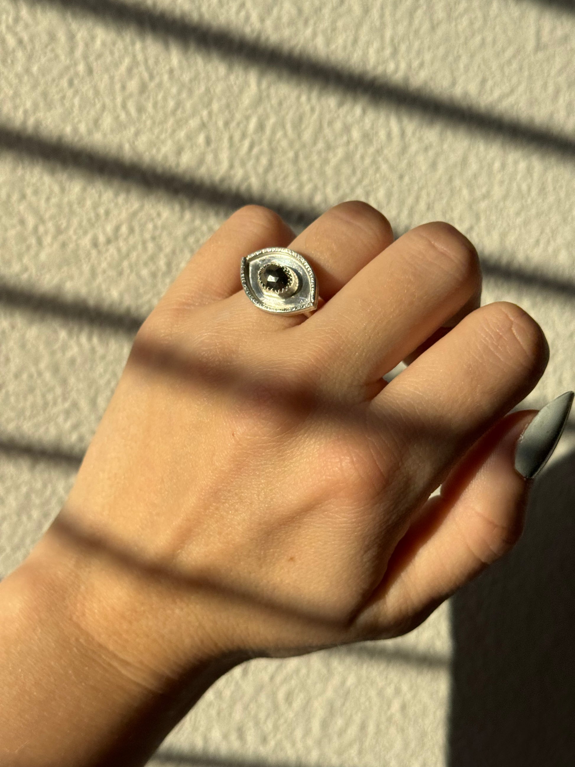 Pyrite Eye Ring Sz 6