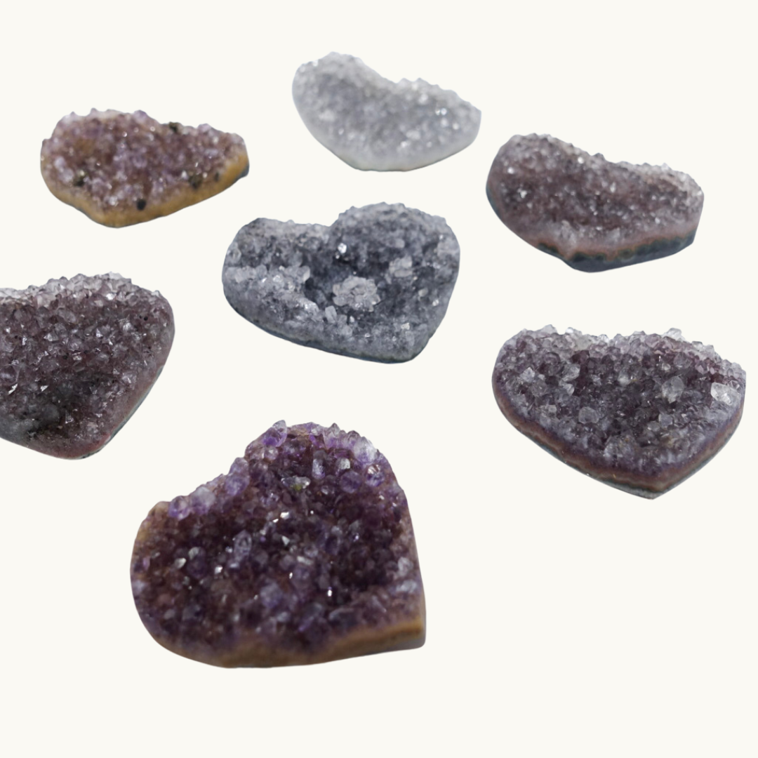 Amethyst Druzy Hearts