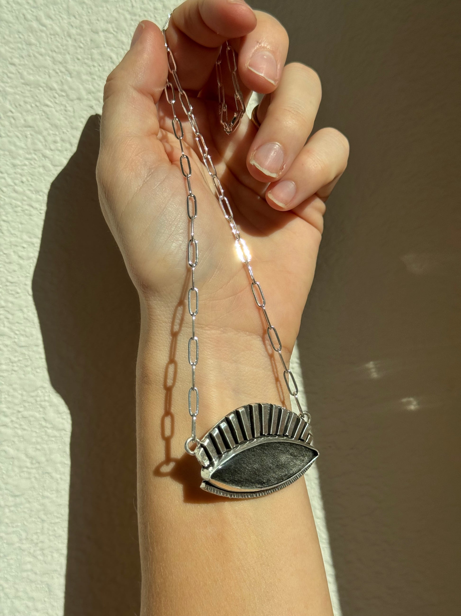 Evil Eye Gold Sheen Obsidian Handmade Necklace