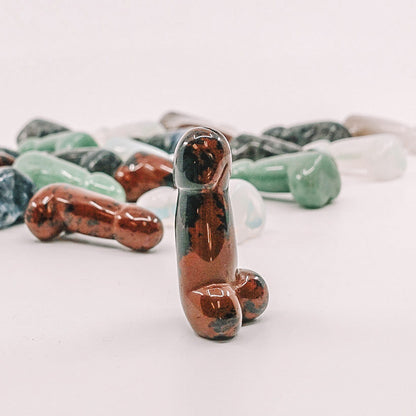 Crystal Shaped Phalluses - Aventurine, Smoky Quartz, Sodalite, Mahogany Obsidian, Larvakite, Opalite, Rhodonite, Dalmatian Jasper, Amethyst, Tigers Eye - 2" - Intuitively Chosen