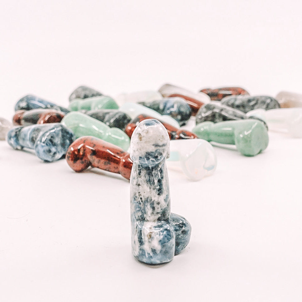 Crystal Shaped Phalluses - Aventurine, Smoky Quartz, Sodalite, Mahogany Obsidian, Larvakite, Opalite, Rhodonite, Dalmatian Jasper, Amethyst, Tigers Eye - 2" - Intuitively Chosen