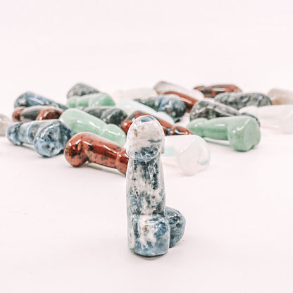 Crystal Shaped Phalluses - Aventurine, Smoky Quartz, Sodalite, Mahogany Obsidian, Larvakite, Opalite, Rhodonite, Dalmatian Jasper, Amethyst, Tigers Eye - 2" - Intuitively Chosen