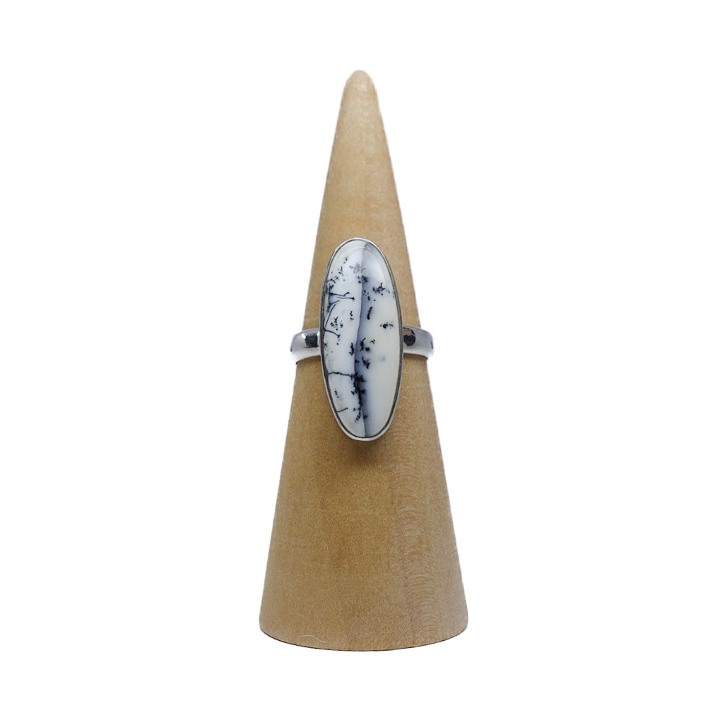 Dendritic Opal ring size 8 representing magical qualities and spiritual growth. Pairs with Mystic Merlinite. Shop now!