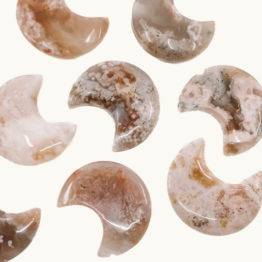  Flower Agate Shaped Moons - Nurturing Divine Feminine Energy