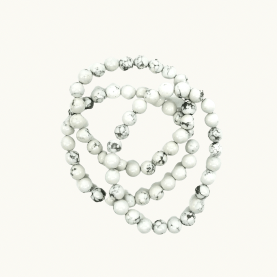 Howlite Beaded Bracelets - Experience tranquility and anxiety relief with our Howlite bracelets, perfect for promoting restful sleep and releasing muscle tension. Available in 8mm size, each bracelet is uniquely chosen for you.