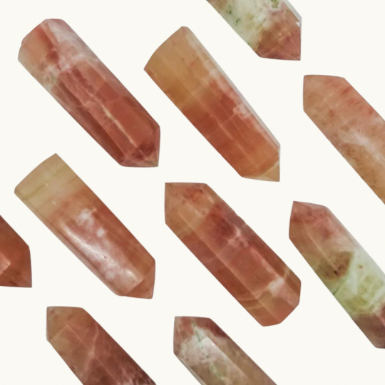 Pink Calcite Polished Points - Revitalize energy, multicolored calcite, boost brain function