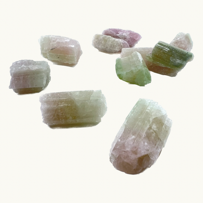 Image of pink and green tourmaline crystals