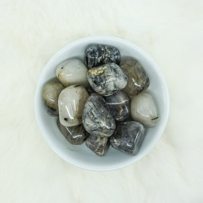 Tourmalinated Quartz Tumbled Crystals - Auric Cleansing & Chakra Balance - Juniper Stones