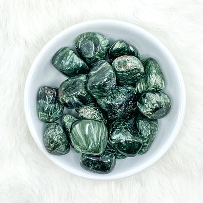  Seraphinite Tumbled Crystals - Evolution & Angelic Connection - Juniper Stones