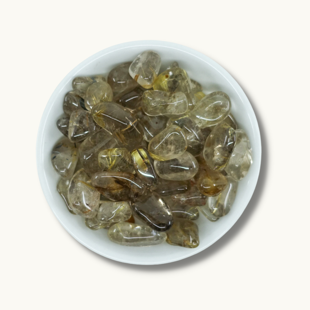 Rutilated Quartz Tumbled Crystals - Manifestation & Energy Amplification - Juniper Stones